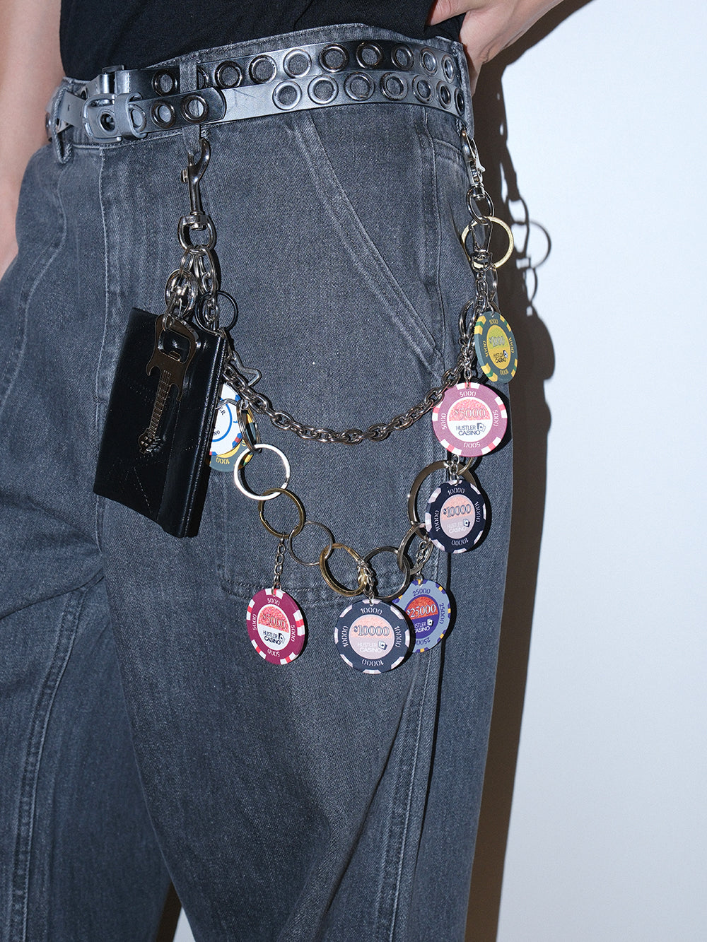 Double Layer Token Coin Purse Belt Chain