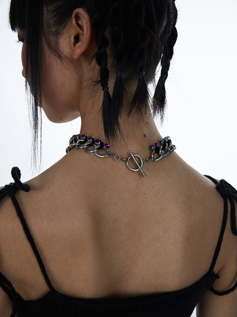 Purple Red Zircon Distressed Cuban Chain