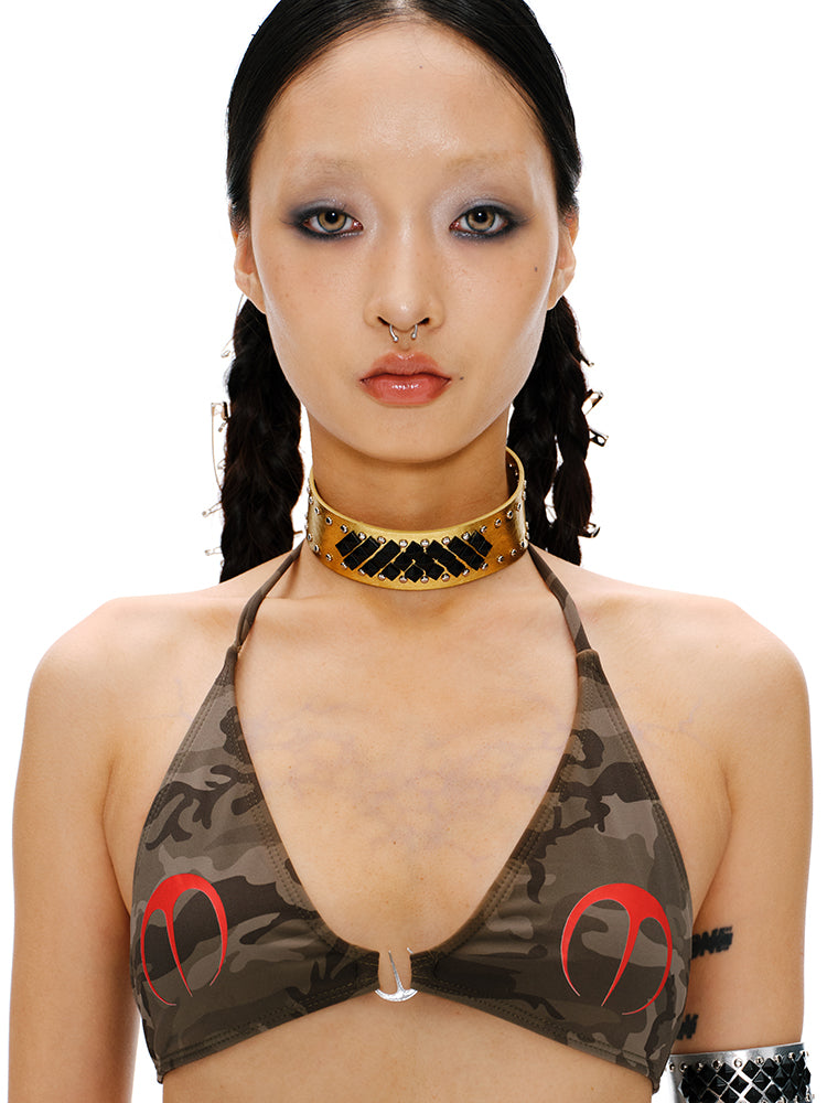 Millennium Y2K Silver Gold Stud Choker