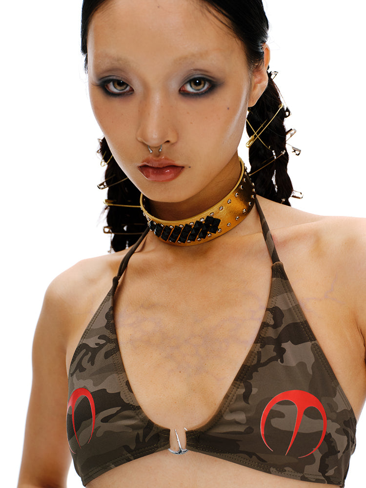 Millennium Y2K Silver Gold Stud Choker