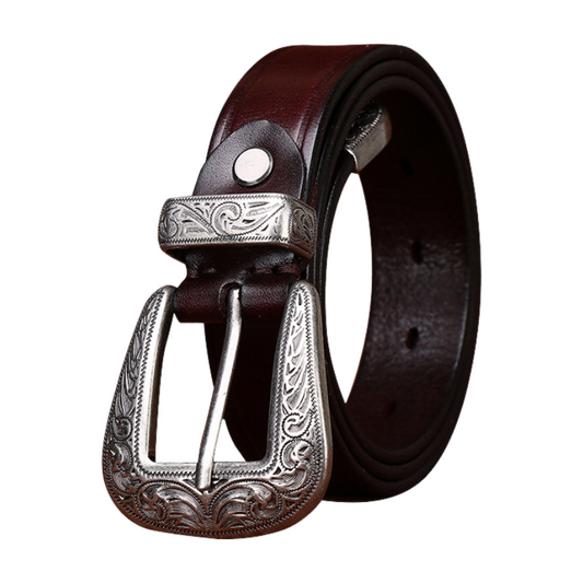 Classic Vintage Engraved Leather Belt