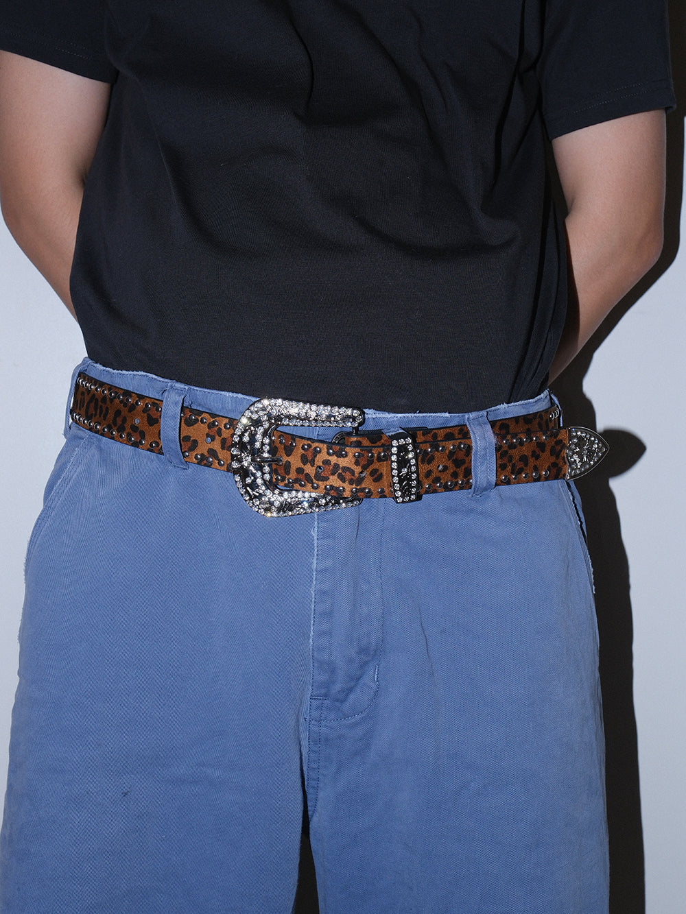 Y2K Baroque Cow Print Studded Leather Belt