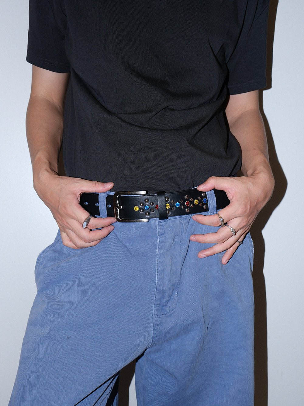 Rhinestone Studded Glossy Leather Belt
