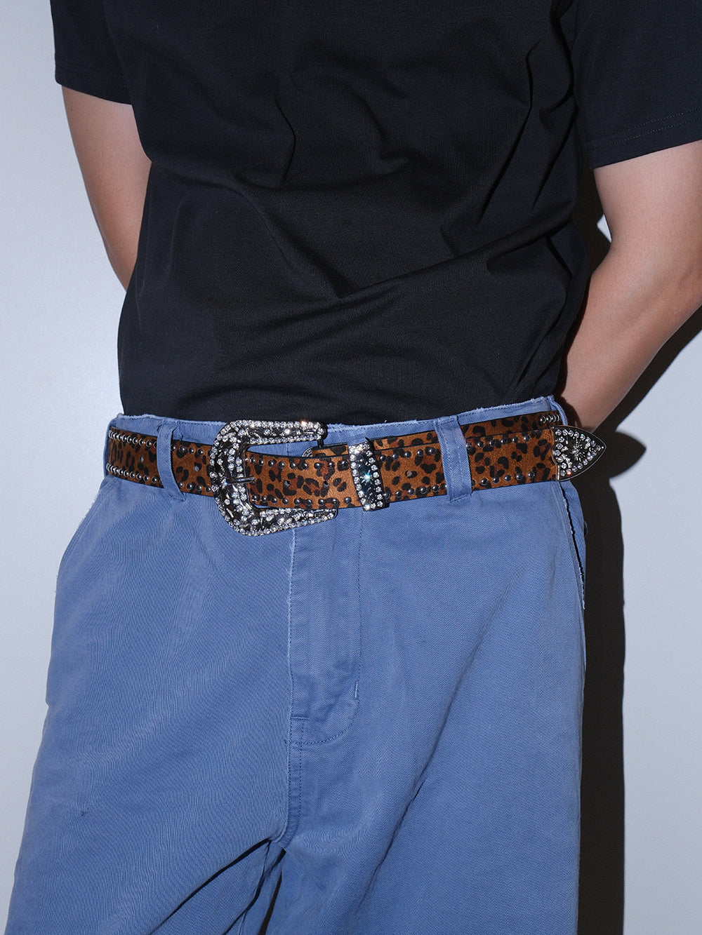 Y2K Baroque Cow Print Studded Leather Belt