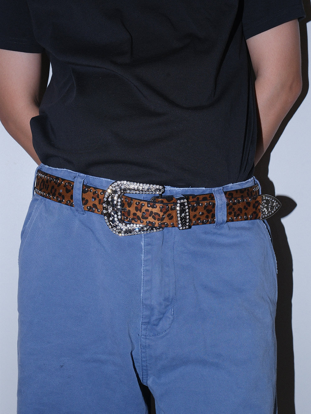 Y2K Baroque Cow Print Studded Leather Belt