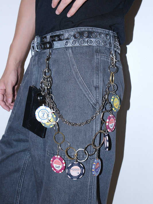 Double Layer Token Coin Purse Belt Chain