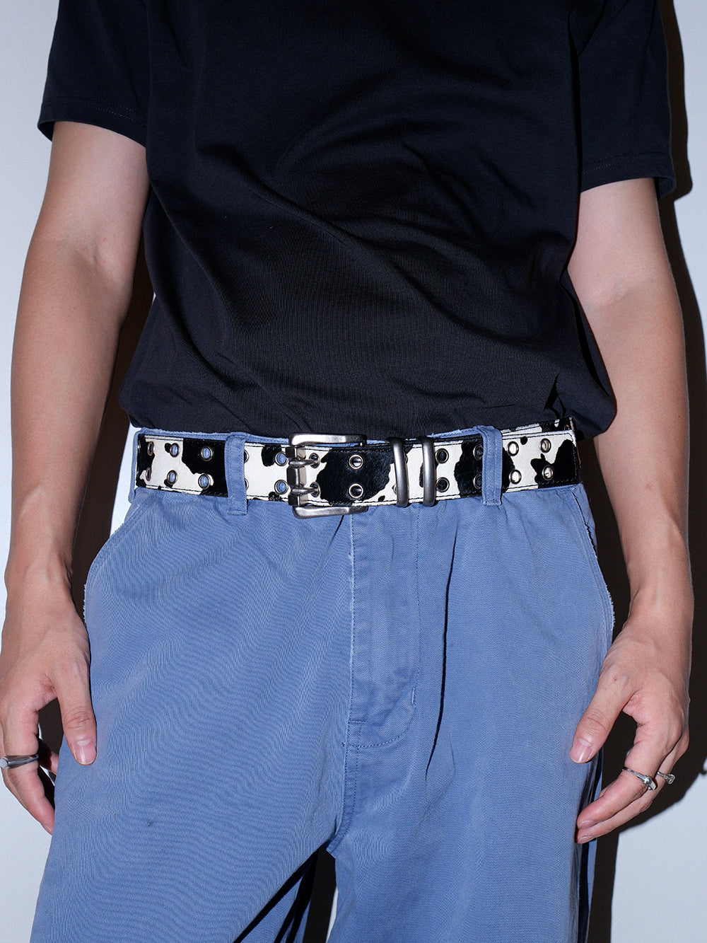 Adjustable No Punch Double Buckle Leather Belt