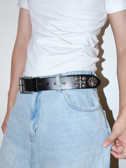 Punk Rock Skull Studded Gothic Leather Belt