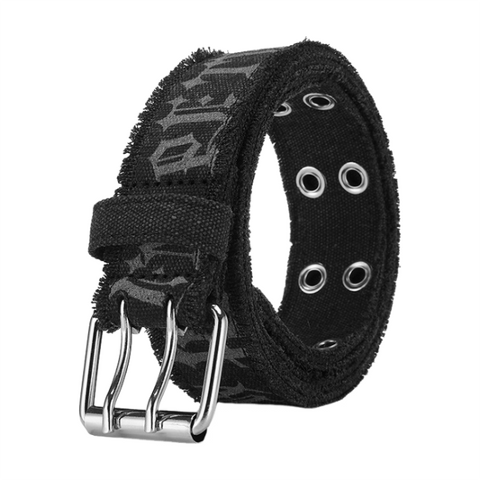 Canvas Double Buckle Gothic Letter Belt