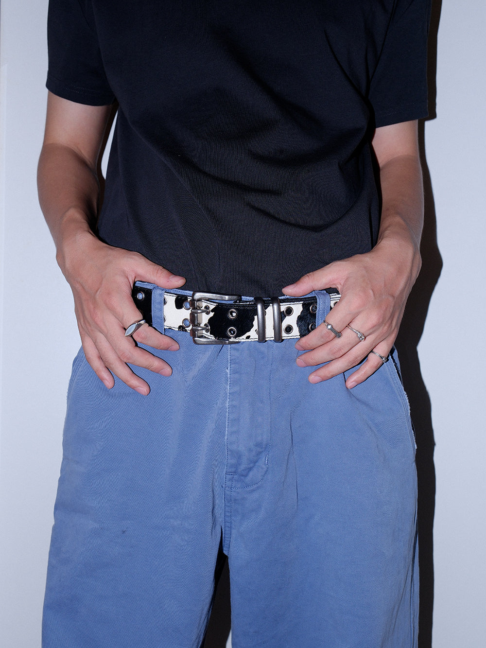 Adjustable No Punch Double Buckle Leather Belt