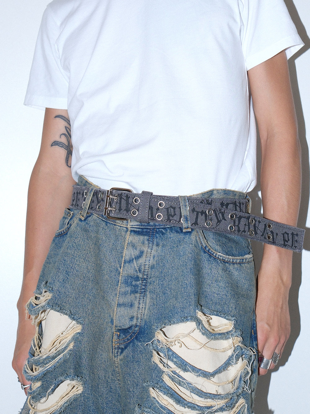 Canvas Double Buckle Gothic Letter Belt
