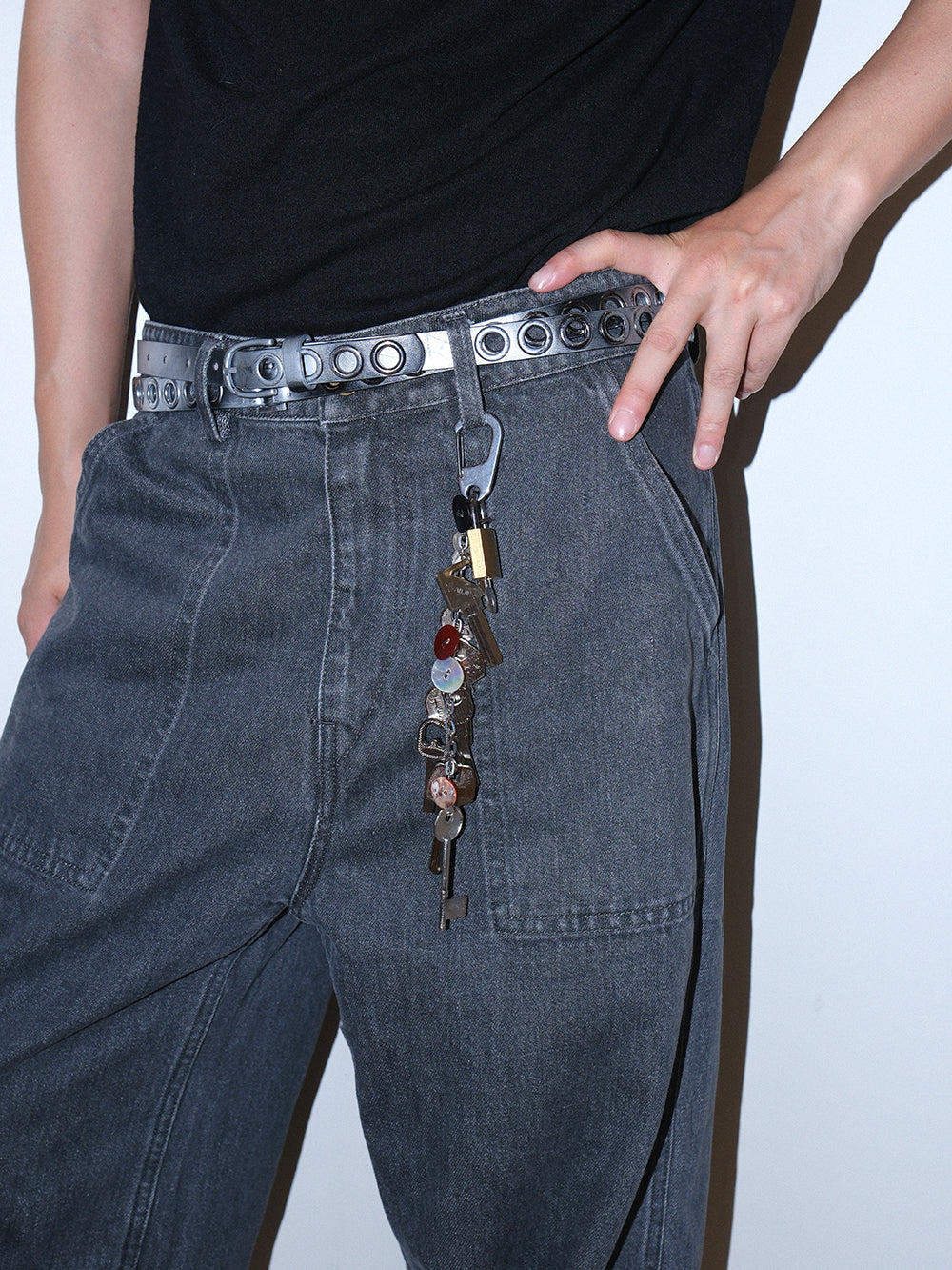 Key Button Padlock Pants Chain