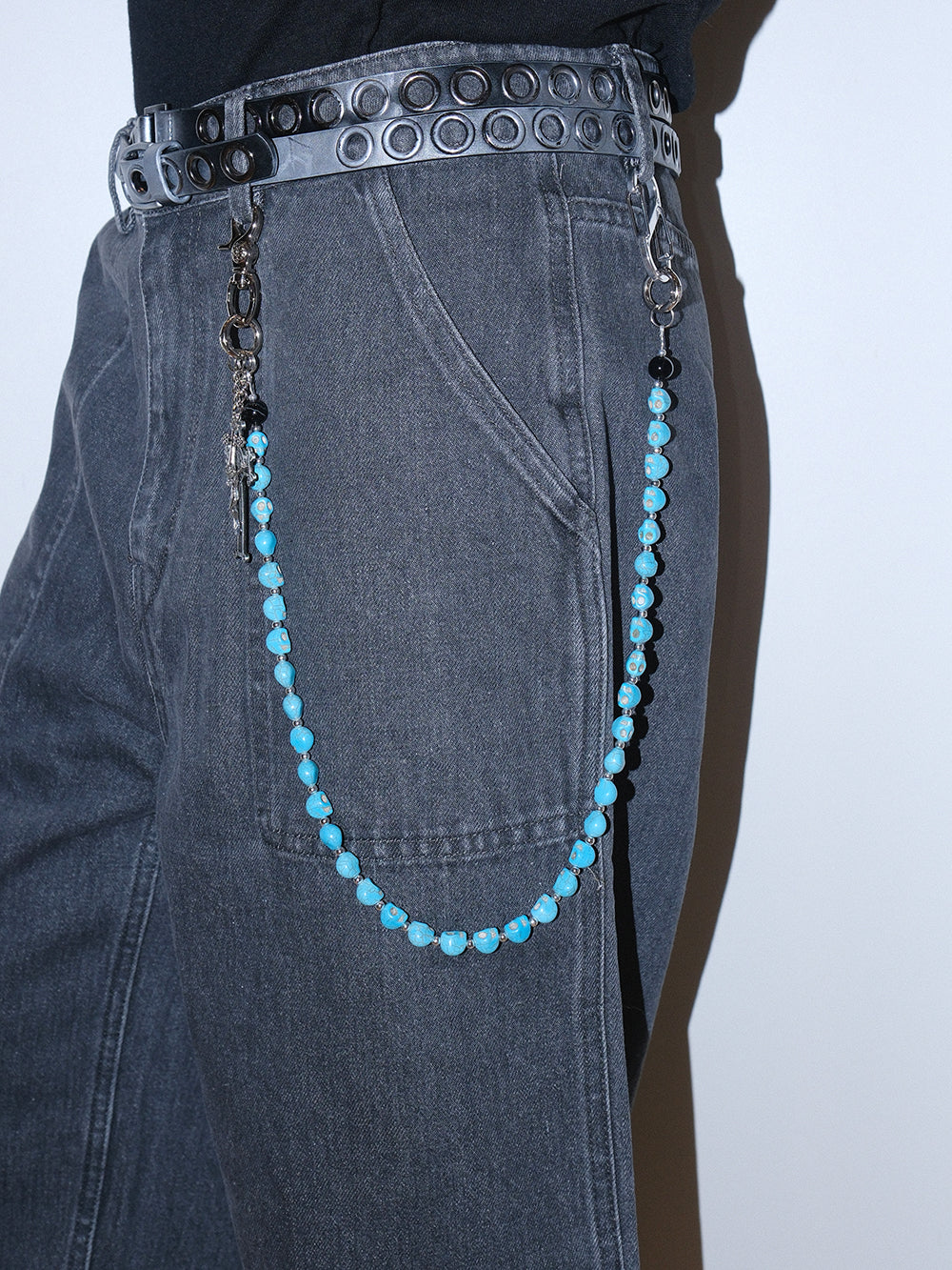 Blue Cross Skull Gothic Belt Chain