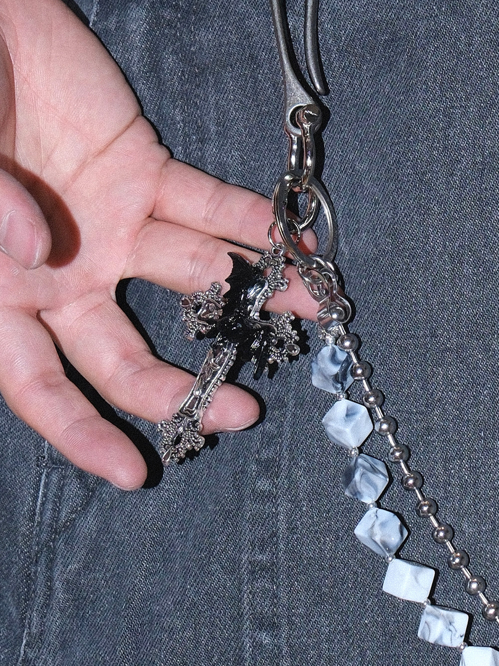 Ink Wash Blue White Vintage Waist Chain