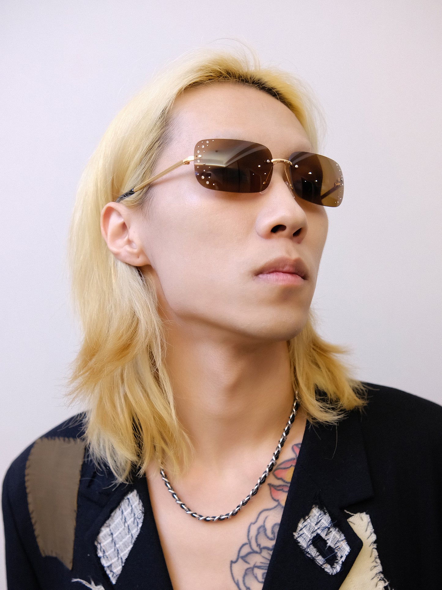 Rimless Rhinestone UV Protection Sunglasses