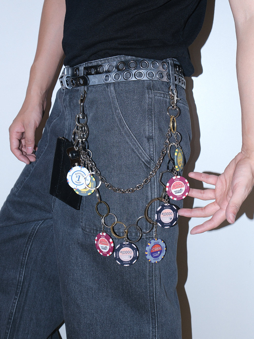Double Layer Token Coin Purse Belt Chain