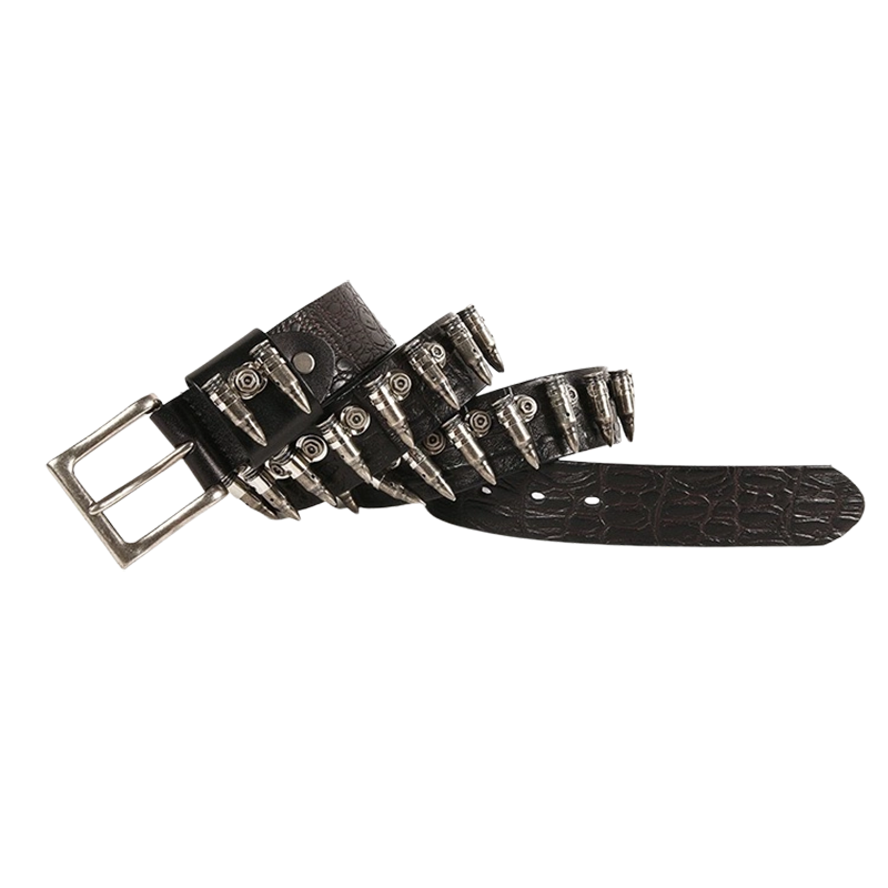Western Cowboy Bullet Studded Leather Belt