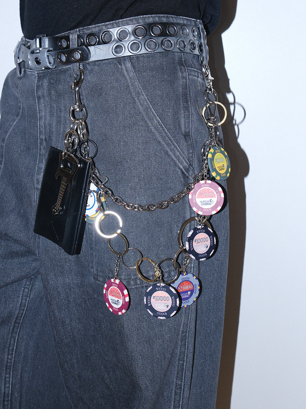 Double Layer Token Coin Purse Belt Chain