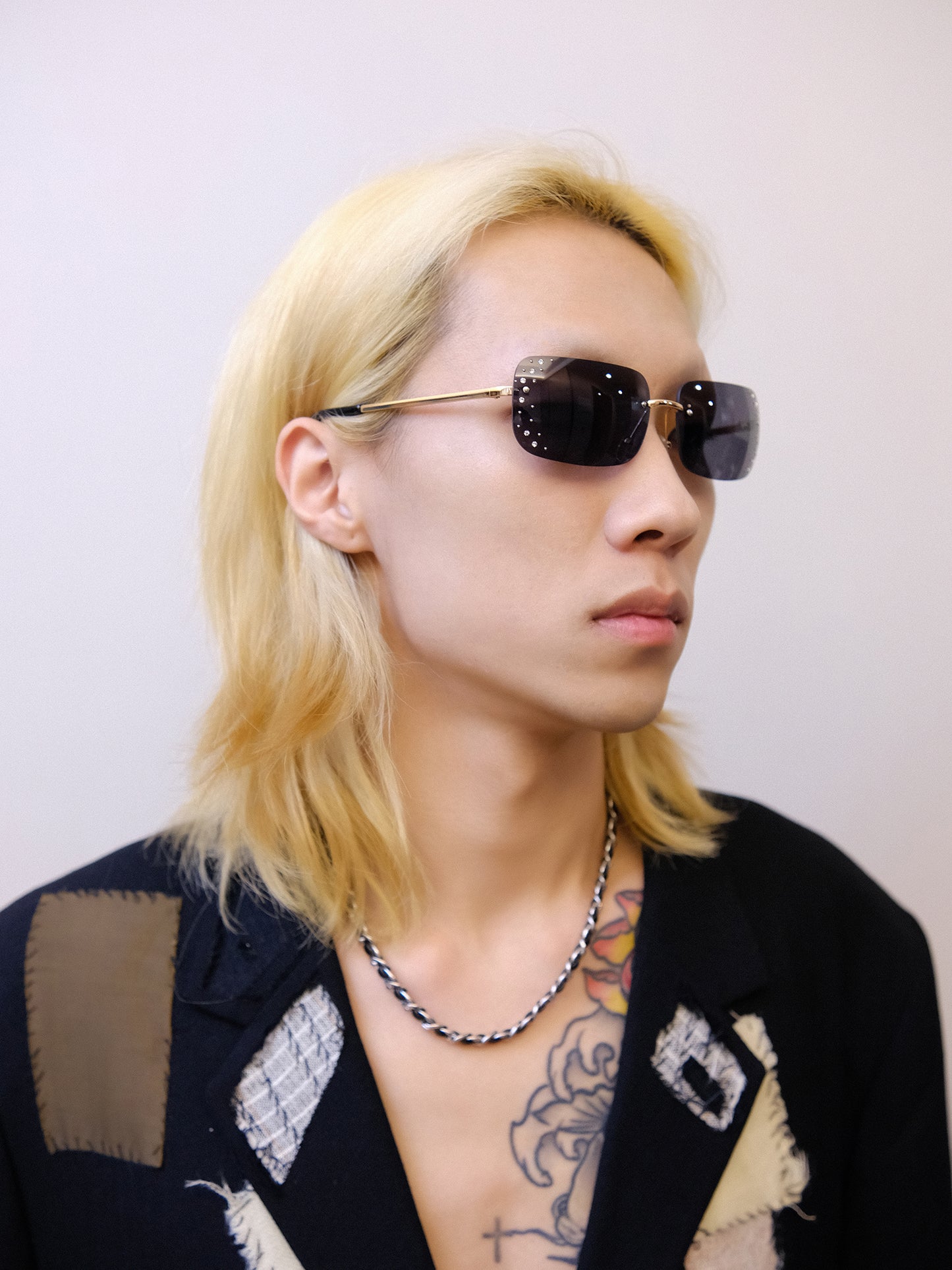 Rimless Rhinestone UV Protection Sunglasses