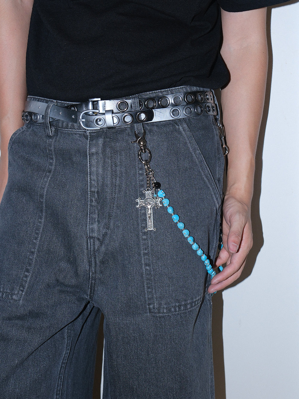 Blue Cross Skull Gothic Belt Chain