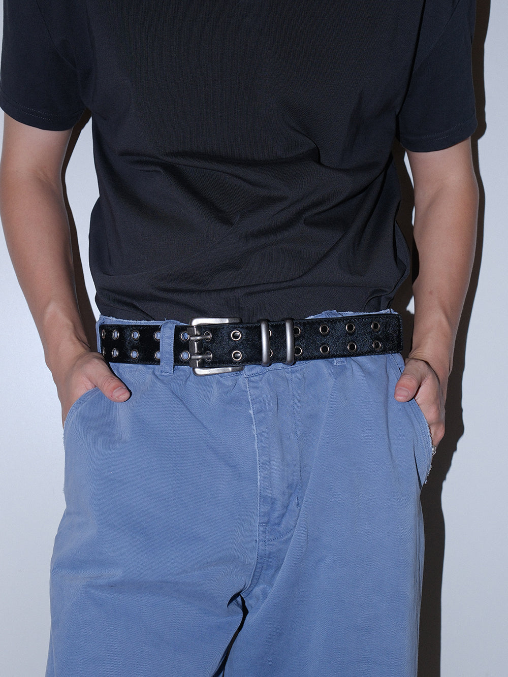 Adjustable No Punch Double Buckle Leather Belt