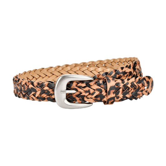 Braided Retro Leopard Print Belt