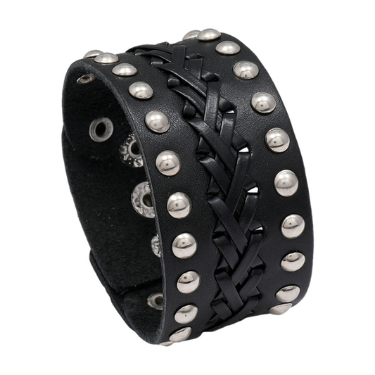 Woven Punk Rock Studded Wristband