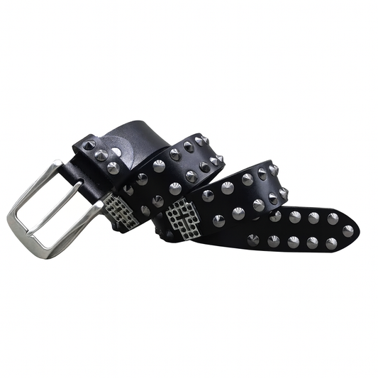 Genuine Leather Cross Rhinestone Studded Belt
