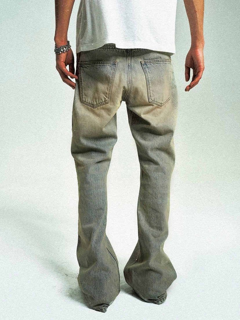 Retro Distressed Jeans with Meteor Mace Chain Embroidery