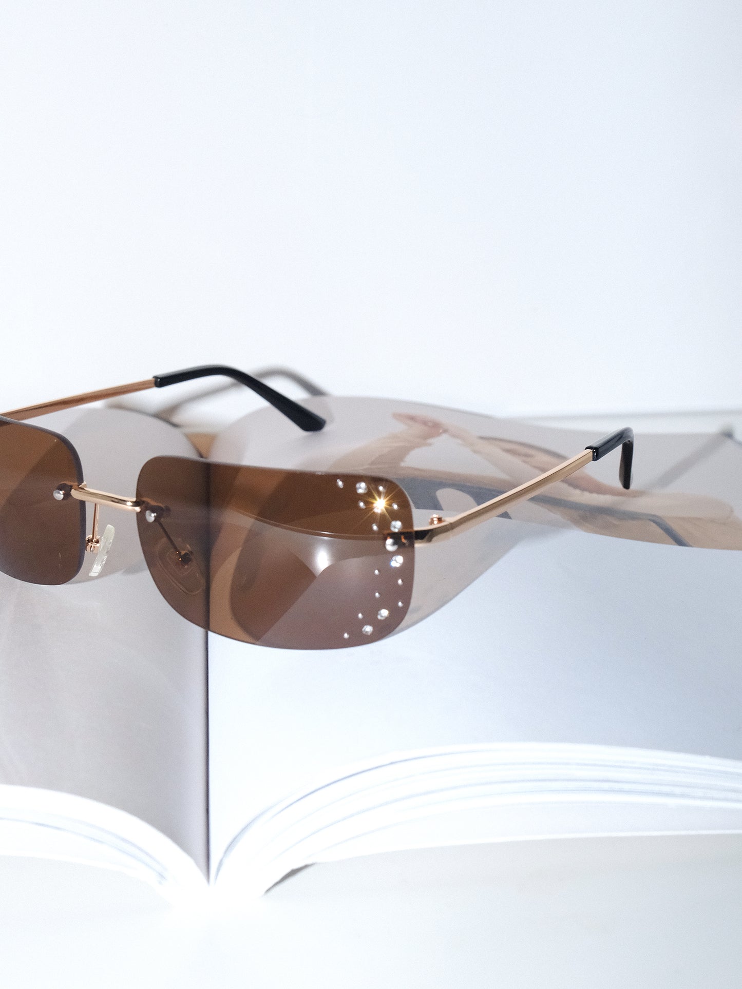Rimless Rhinestone UV Protection Sunglasses