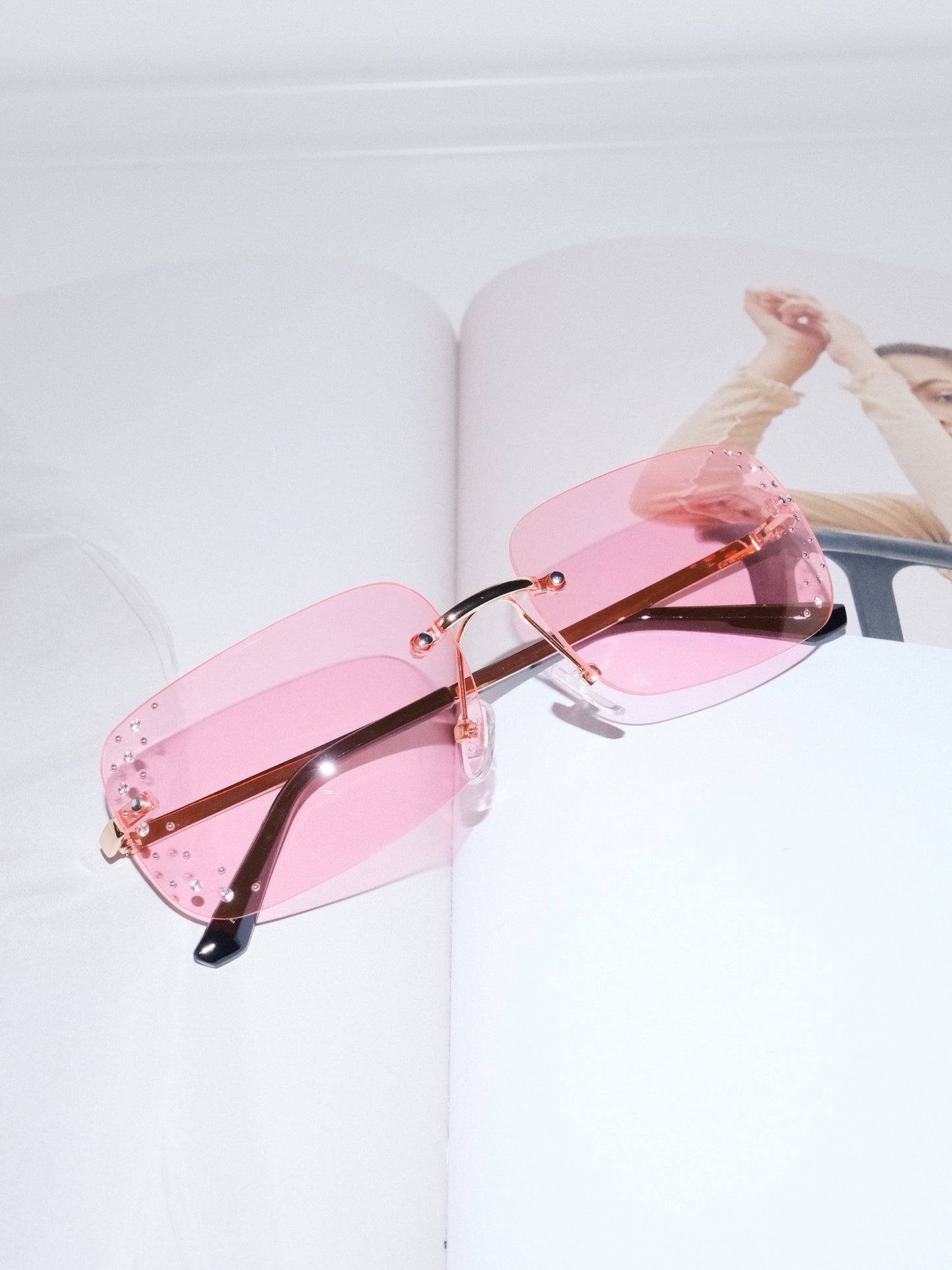 Rimless Rhinestone UV Protection Sunglasses