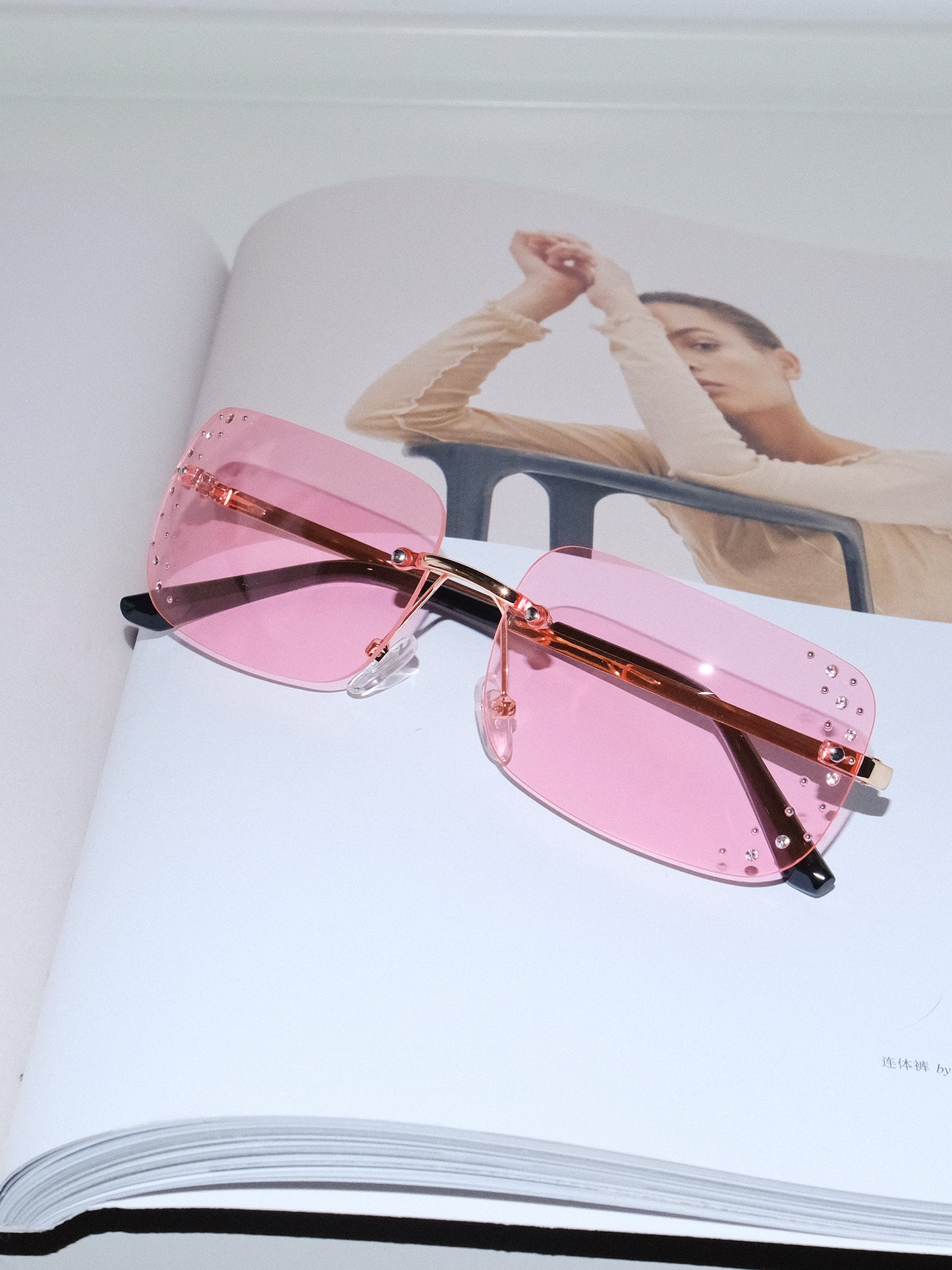 Rimless Rhinestone UV Protection Sunglasses