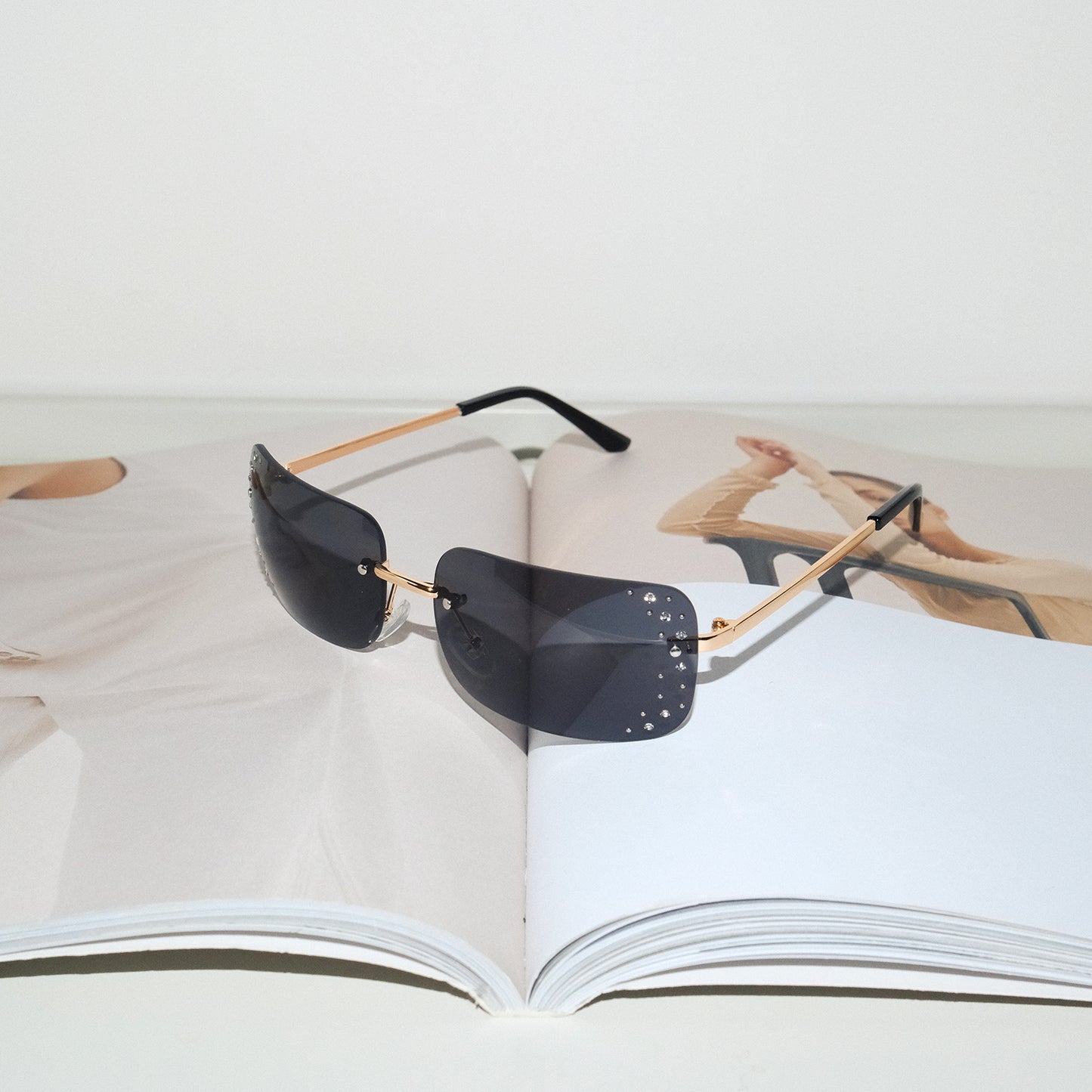 Rimless Rhinestone UV Protection Sunglasses