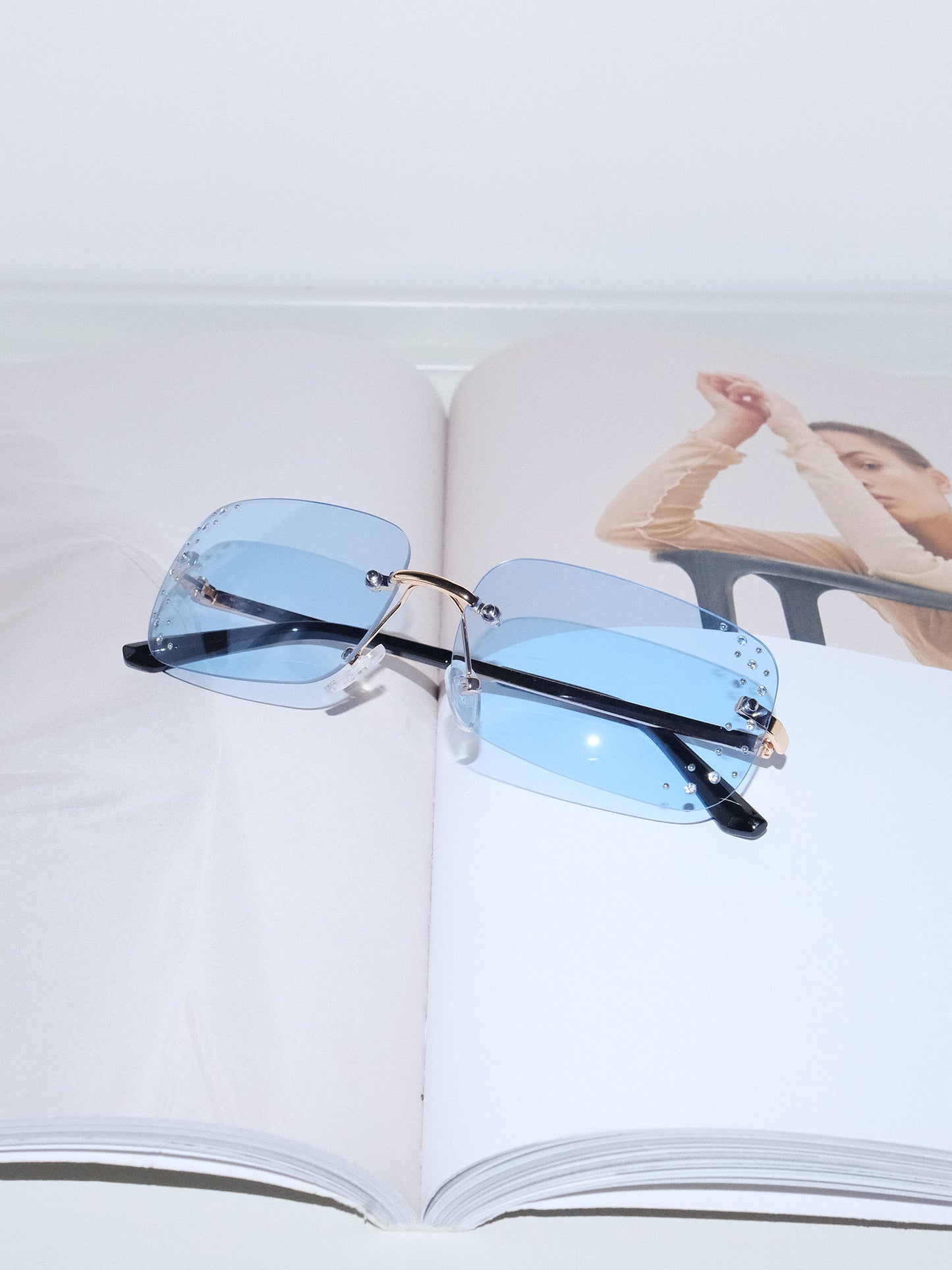 Rimless Rhinestone UV Protection Sunglasses