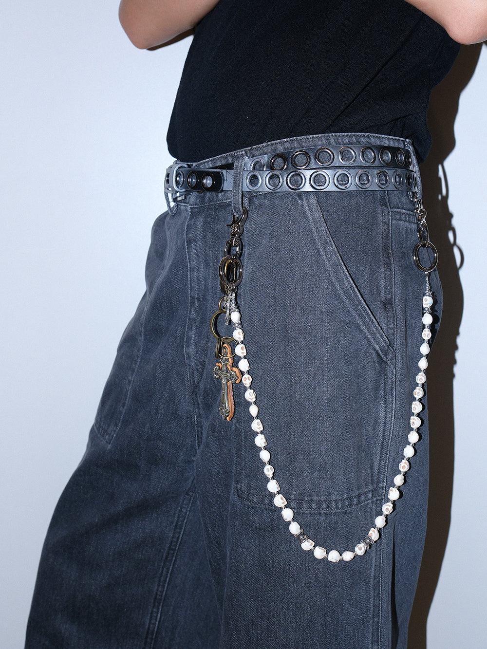Retro Copper Cross Skull Pendant Chain