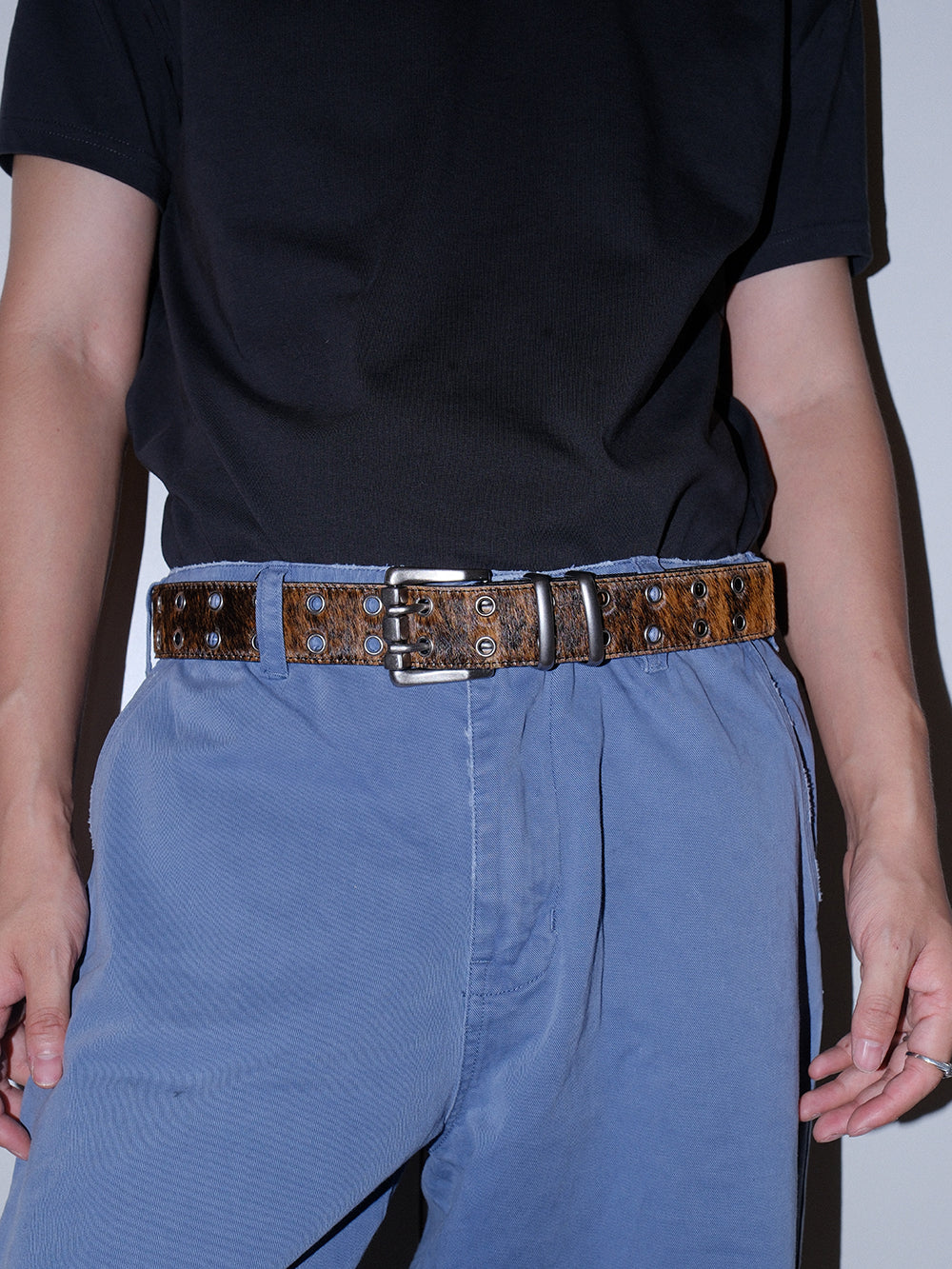 Adjustable No Punch Double Buckle Leather Belt