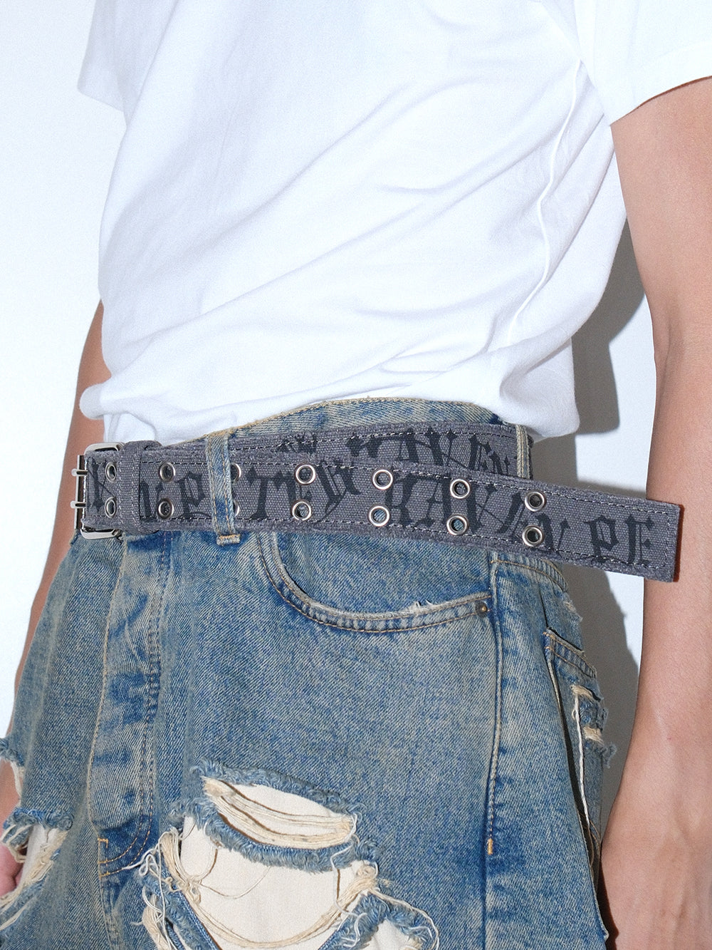 Canvas Double Buckle Gothic Letter Belt