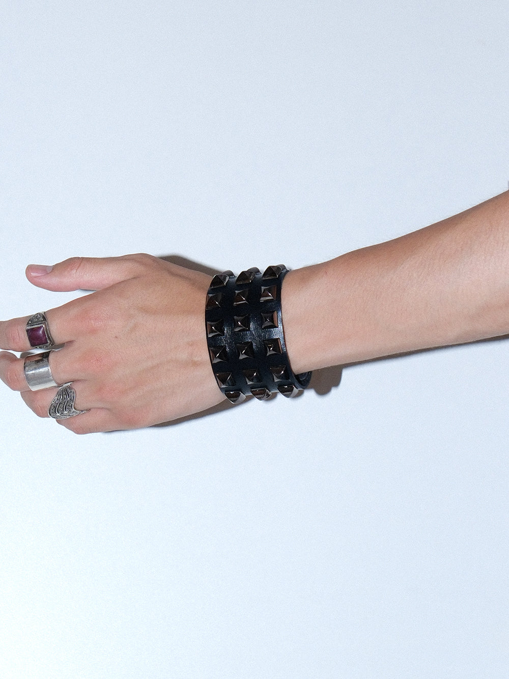 Y2K Punk Wide Studded Cuff Bracelet