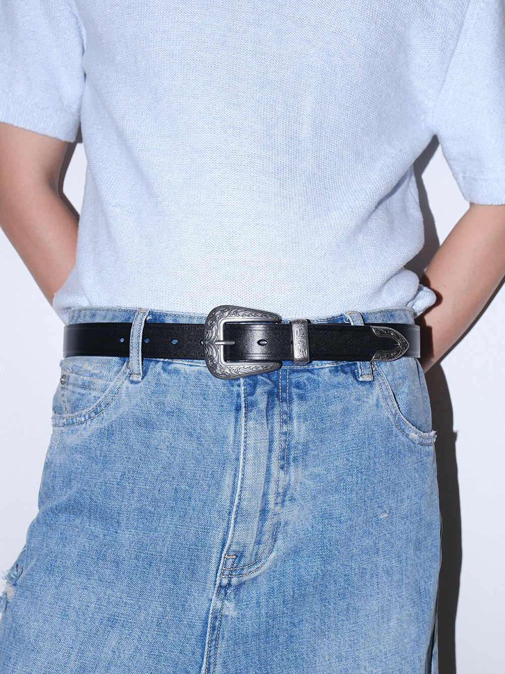 Classic Vintage Engraved Leather Belt