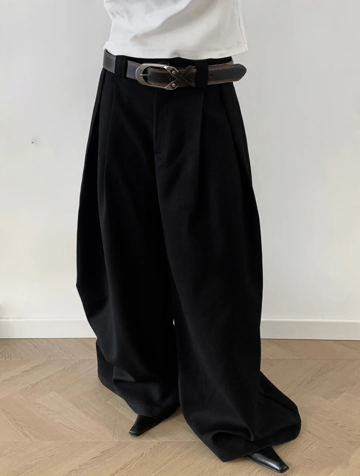 Distressed Cross Buckle Yellow Cowhide Belt