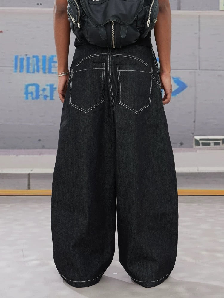 Airplane Buckle Loose Fit Denim Jeans