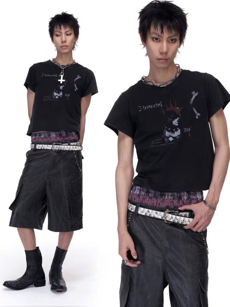 Lightweight Washed Cotton Dog Graphic T-Shirt