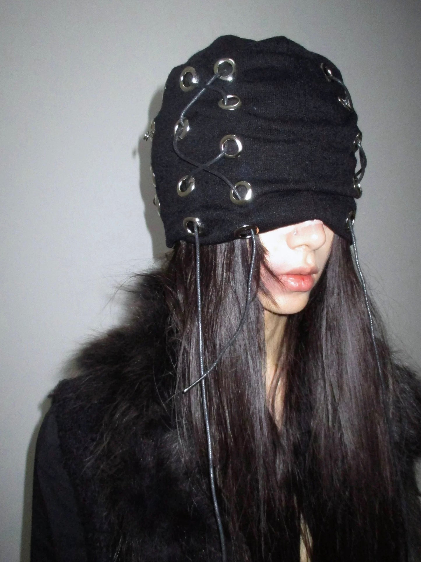 Heavy Metal Ring Safety Pin Punk Beanie
