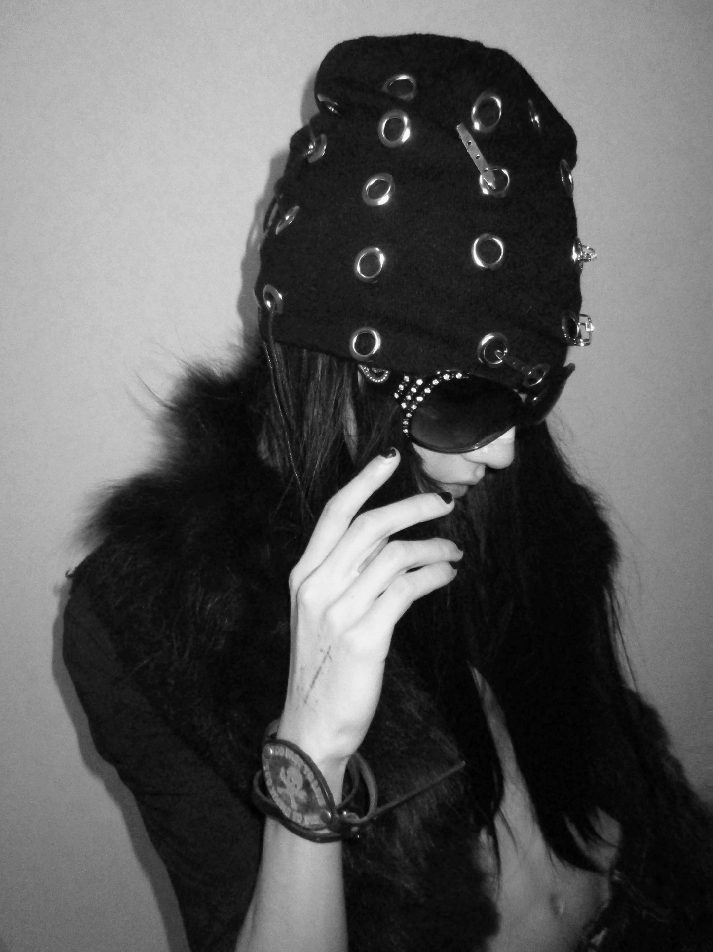 Heavy Metal Ring Safety Pin Punk Beanie