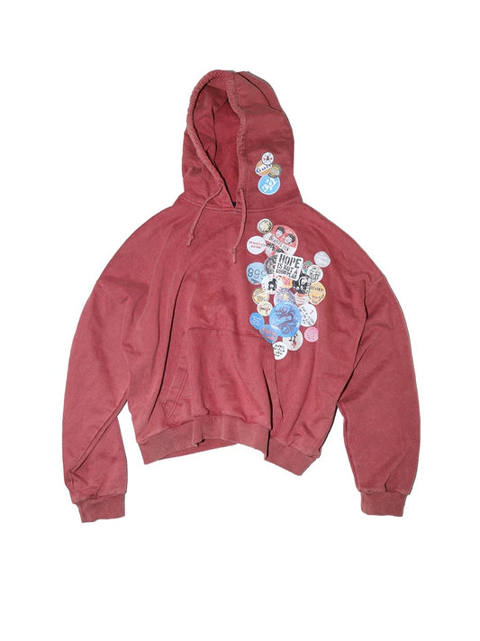 ヘビーウェイト ヴィンテージ レッド グラフィック パーカー