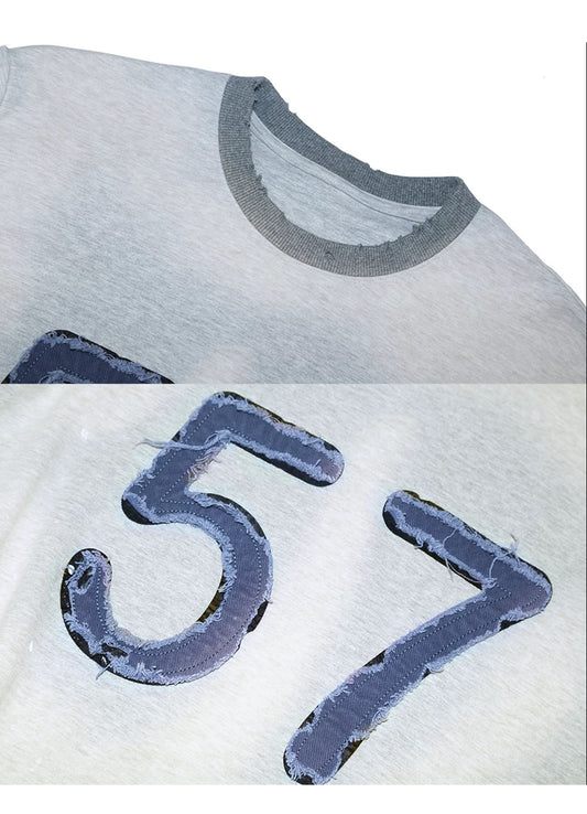 Retro Camouflage Patch Destroyed Layered Shirt