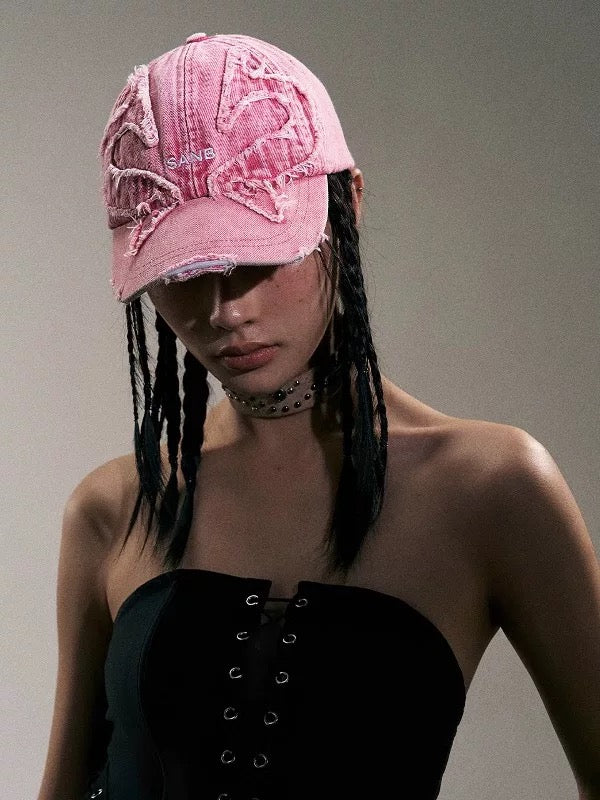 Vintage Denim Butterfly Baseball Cap