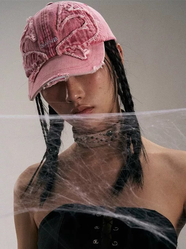 Vintage Denim Butterfly Baseball Cap