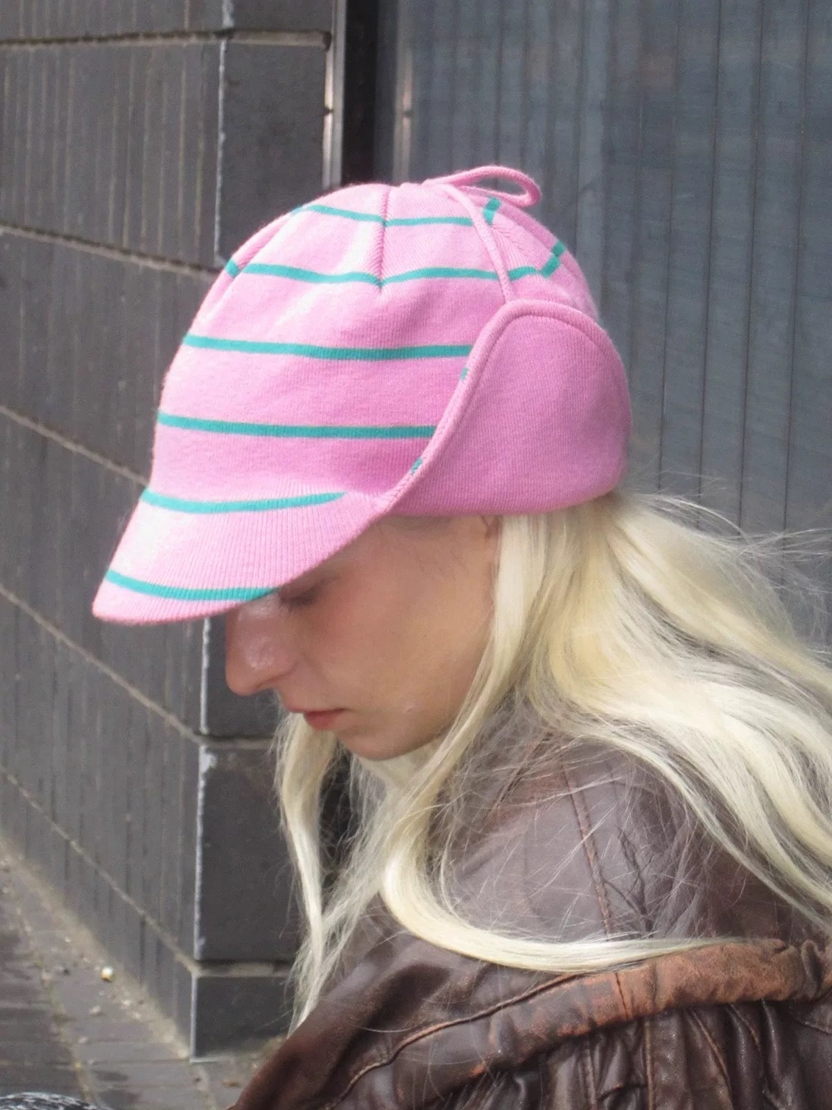 Unisex Short Brim Earflap Knit Beanie