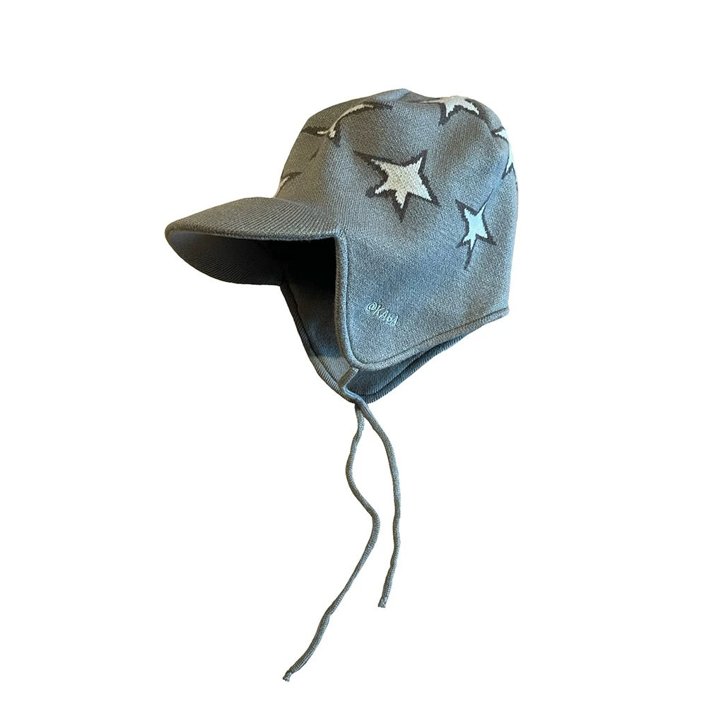 Unisex Short Brim Earflap Knit Beanie